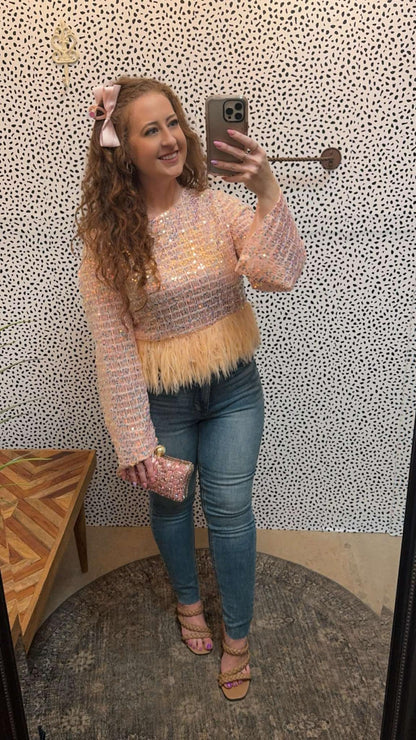 Sequin Feather Top