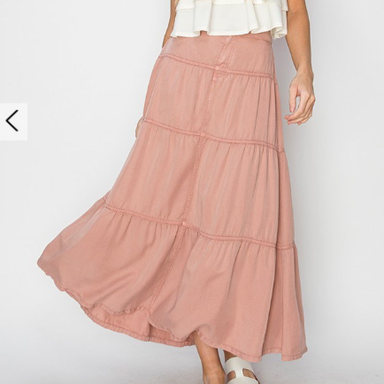 Mauve Tiered Maxi Skirt