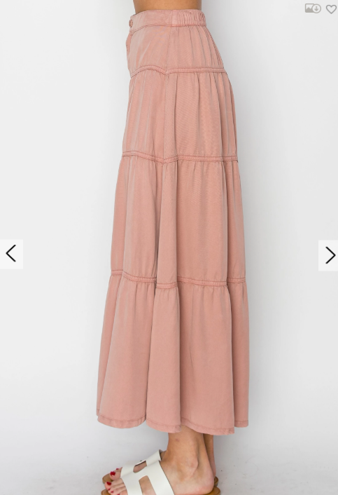 Mauve Tiered Maxi Skirt
