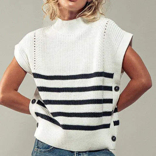 Sleeveless Striped Sweater