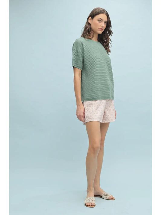 Ribbed Teal Top