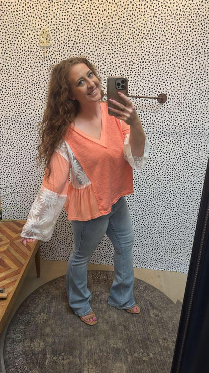Coral Lace Top