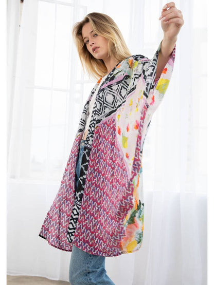 Floral Abstract Print Kimono