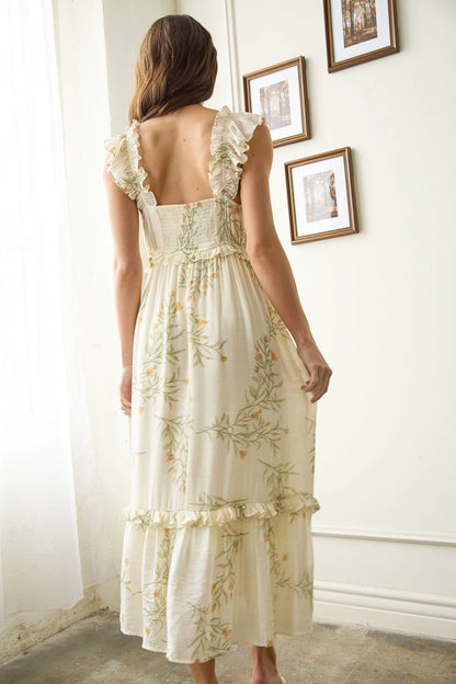 Ivory Floral Midi Dress