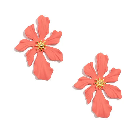 Coral Floral Earrings