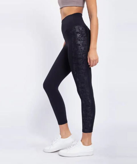 Metallic Side High Waist Leggings