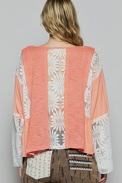 Coral Lace Top