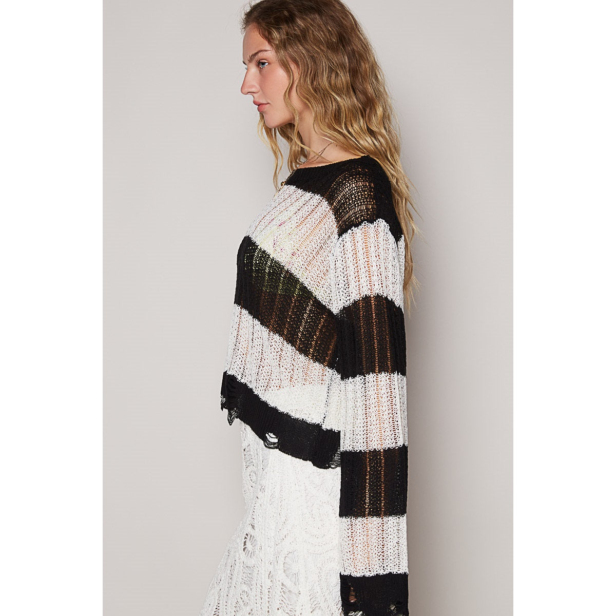 Color Block Distressed Sweater