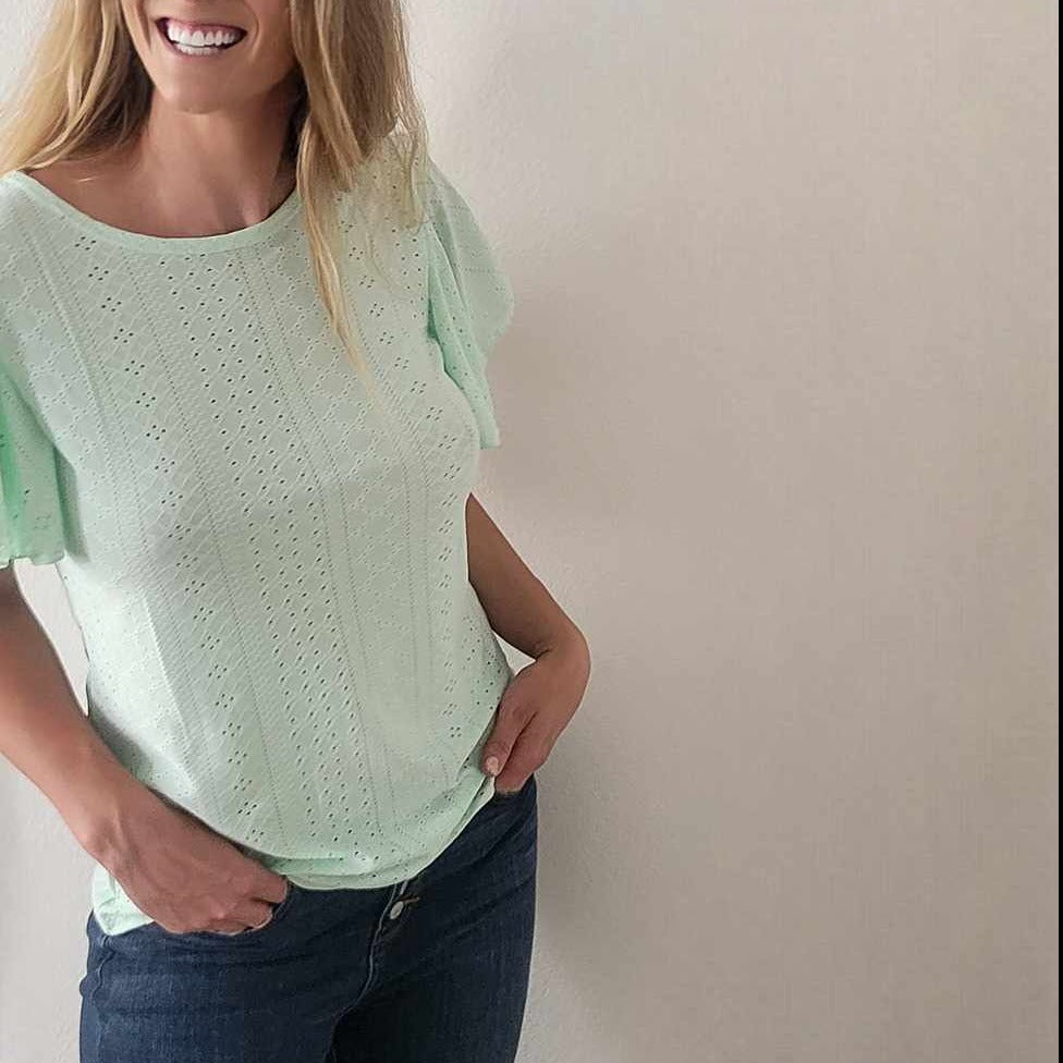 Flutter Sleeve Mint Top