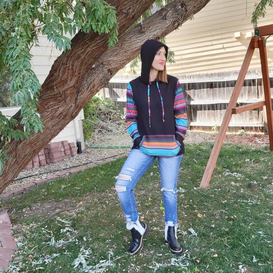 Light Multi-Colored Black Hoodie