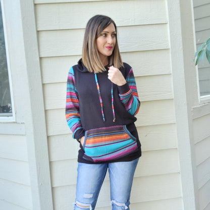 Light Multi-Colored Black Hoodie